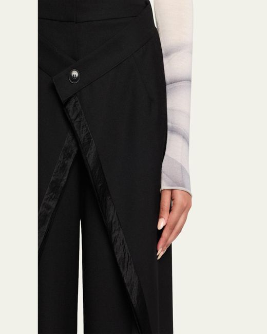 Jason Wu Black Panel Extension Wide-Leg Wool Pants