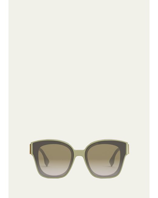 Fendi Natural Oversized F Logo Acetate Cat-eye Sunglasses