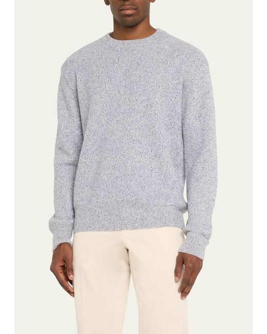 Bergdorf Goodman Gray Watercolor Twist Cashmere Crewneck Sweater for men