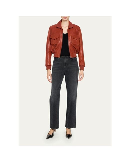 FRAME Red The Ace Leather Jacket