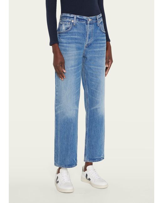 Citizens of Humanity Blue Neve Low-rise Cropped Straight Jeans