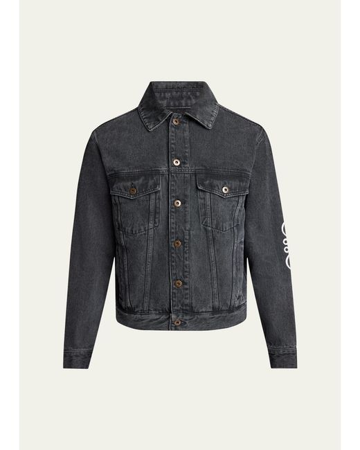 Loewe Blue Anagram Elbow Trucker Jacket for men
