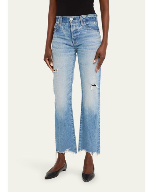 Moussy Blue Colemont Straight Distressed Jeans