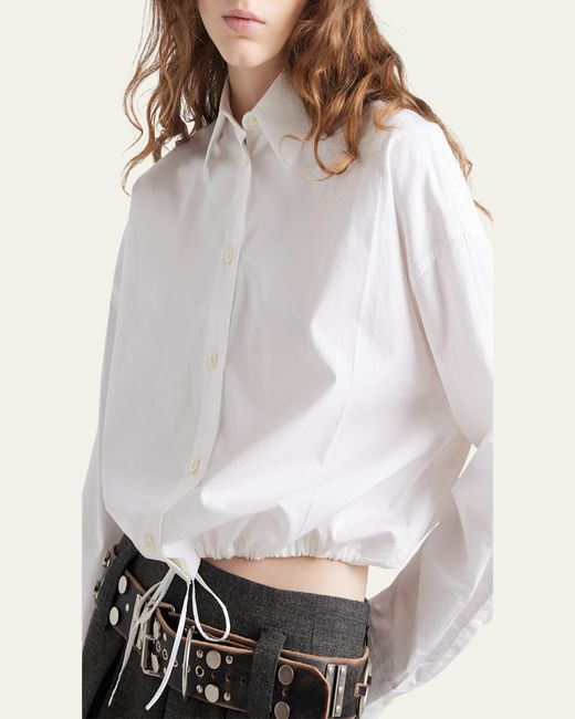 Prada White Drawstring Poplin Shirt