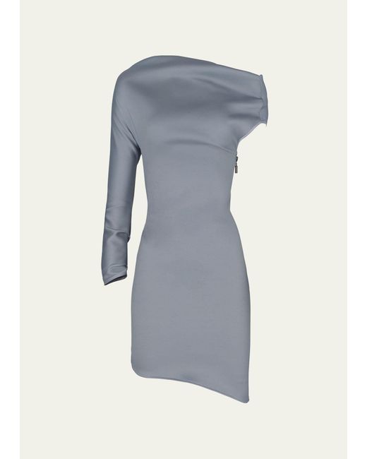 Maticevski Blue Aroma Draped Asymmetric Mini Dress