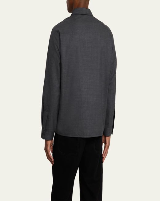 Lemaire Blue Melange Tailored Overshirt for men