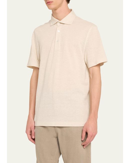 Fedeli Natural Linen-cotton Pique Polo Shirt for men