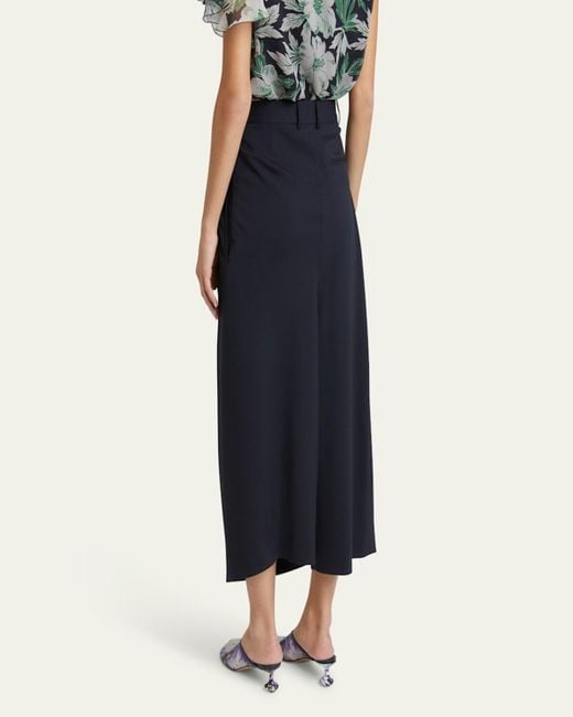Loewe Blue Cropped Draped Wool Trousers