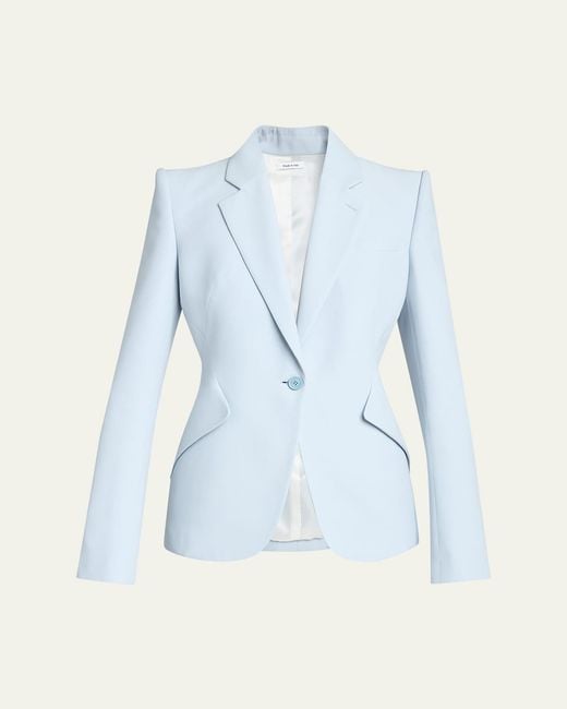 McQueen Blue Single-Button Crepe Jacket
