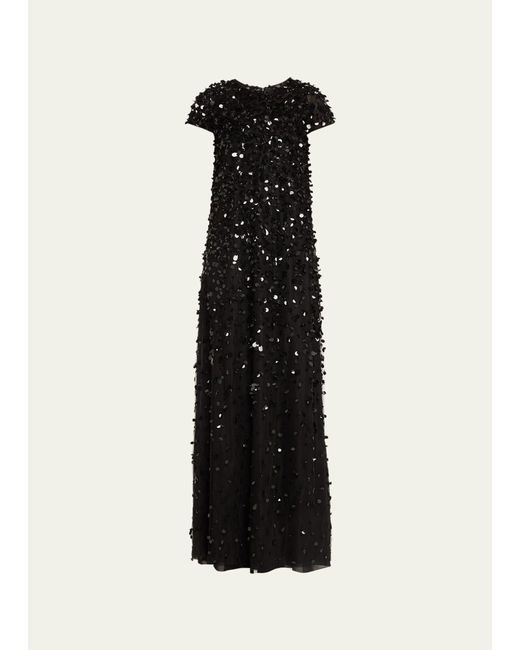 Carolina Herrera Black Embellished Sequin Gown