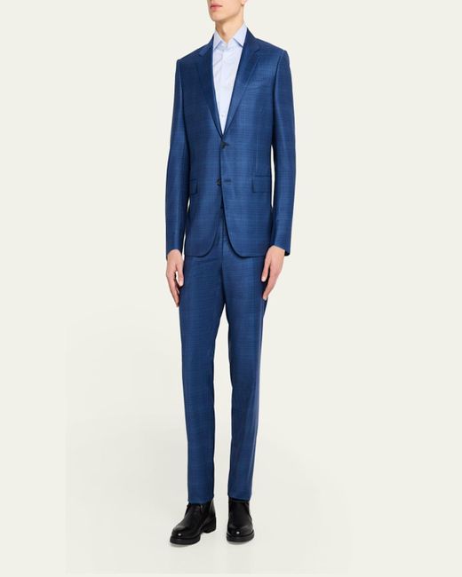Zegna Blue Trofeo Check Suit for men