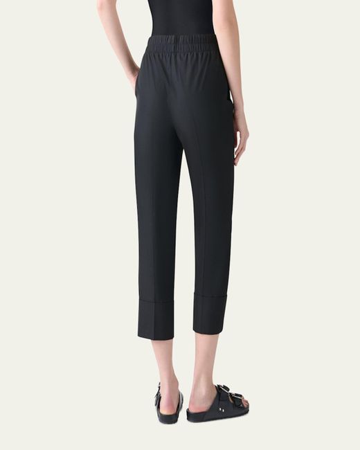 Akris Punto Blue Farell Elastic Waistband Cropped Poplin Pants