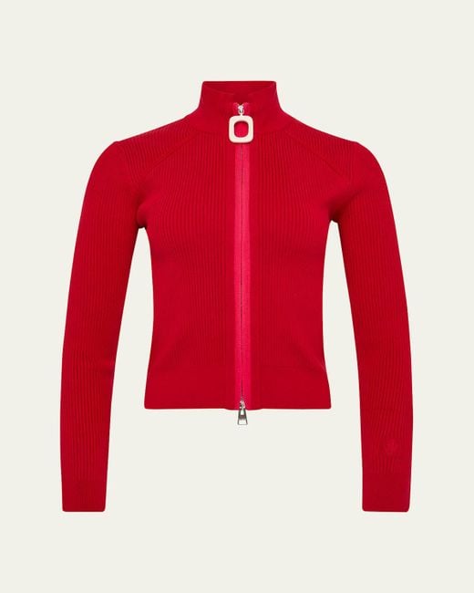 J.W. Anderson Red Fitted Zip-Up Cashmere Cardigan