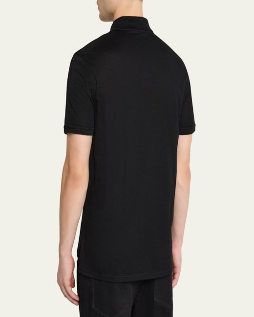 Givenchy Black Grosgrain Label Pique Polo Shirt for men