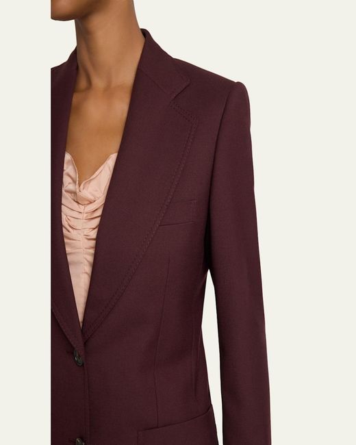 Chloé Purple Wool Gabardine Single-Breasted Blazer Jacket