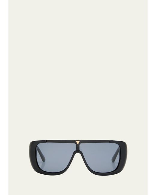 Karen Walker Gray Logo Acetate Shield Sunglasses
