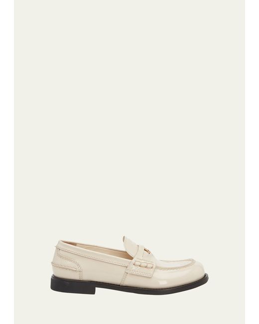 Miu Miu Natural Patent Leather Coin Penny Loafers
