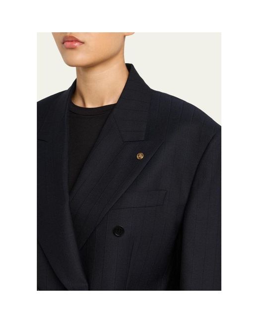 Versace Blue Oversized Double-Breasted Blazer