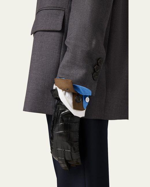 Miu Miu Blue Logo Embroidered Oversized Wool Blazer Jacket