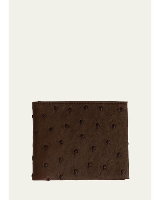 Abas Brown Ostrich Bi-fold Wallet for men