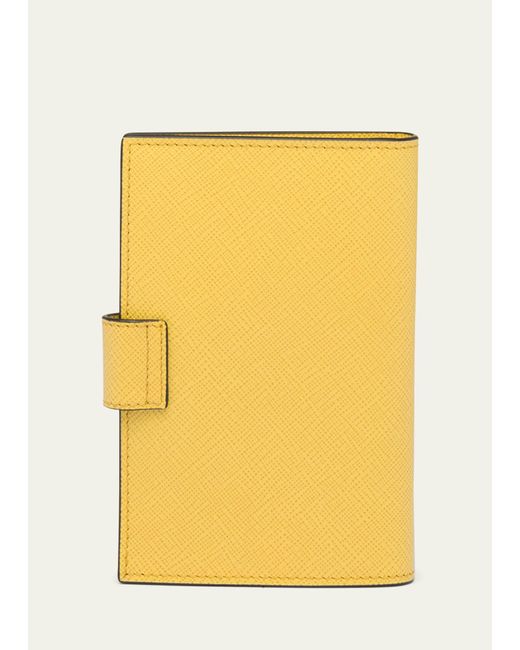 Prada Yellow Saffiano Leather Snap Passport Holder for men