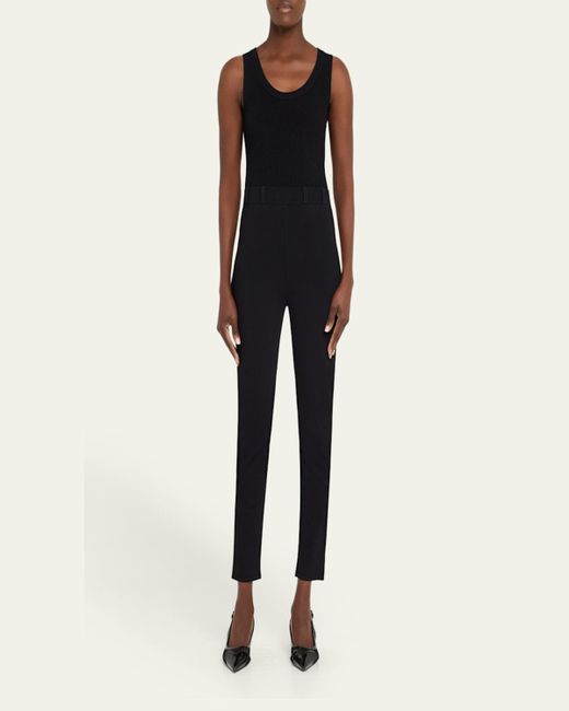 Alaïa Blue Belt-Loop Ankle Leggings