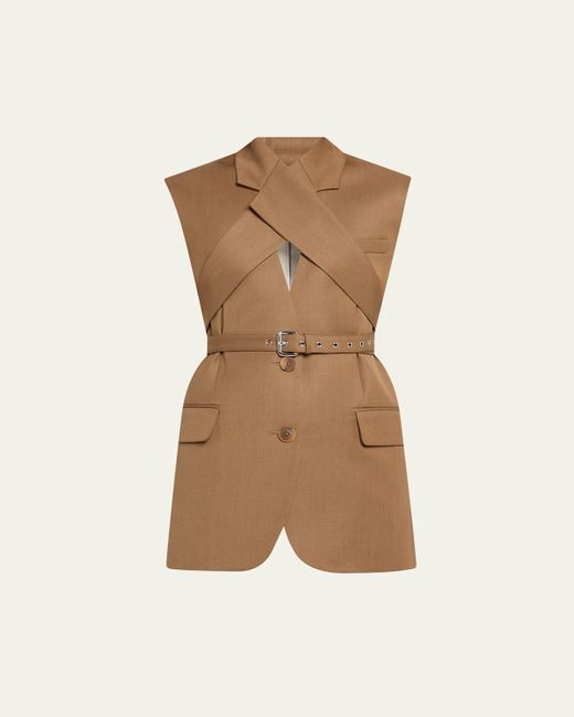 Monse Natural Criss Cross Belted Wool Jacket