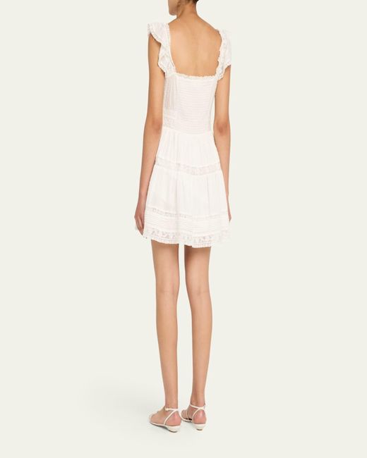 LoveShackFancy Natural Rietta Cotton Lace-Trimmed Mini Dress