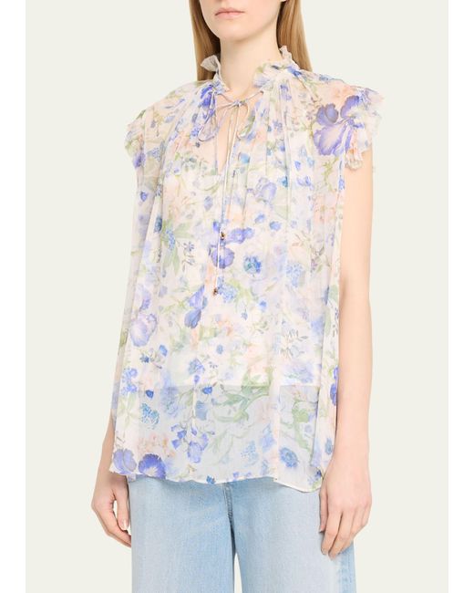 Zimmermann White Natura Floral Frilled Top