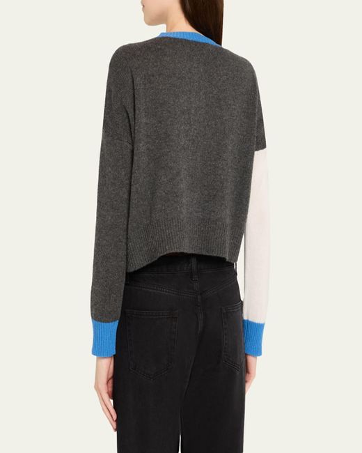 Marni Blue Colorblock Cashmere Crewneck Cardigan
