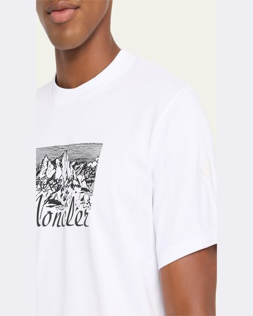 Moncler White Mountain Logo Cotton T-Shirt for men