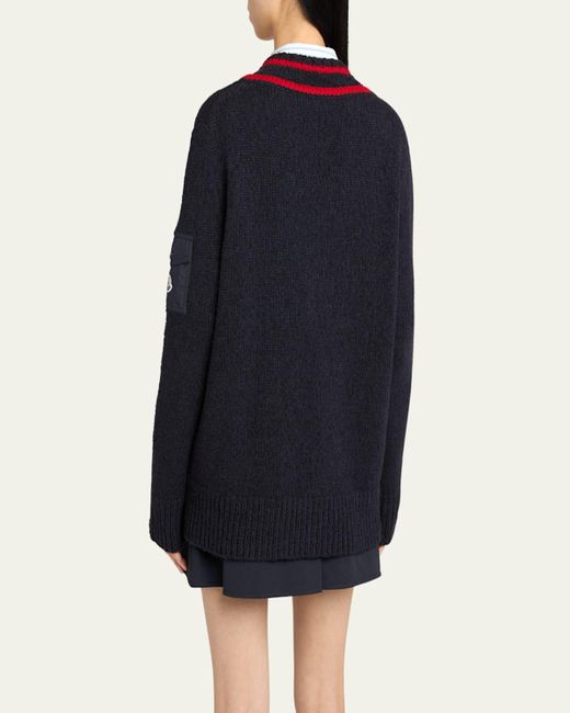 Moncler Blue V-Neck Sweater