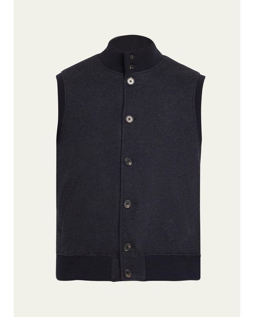 Loro Piana Blue Cashmere Button-up Vest for men