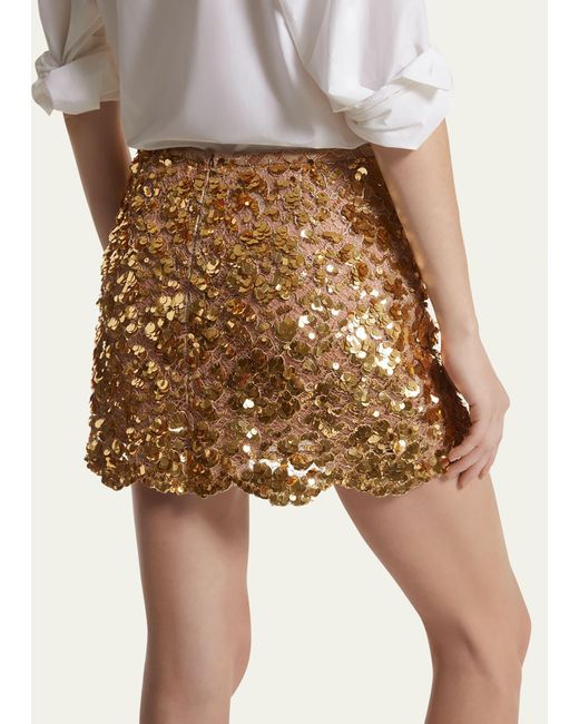 Michael Kors White Laminated Lace Sequin-embellished Mini Skirt