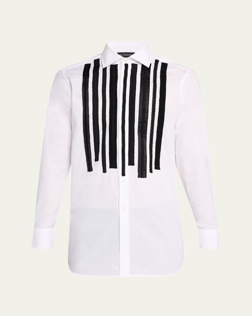 Junya Watanabe Black Grosgrain-Plastron Poplin Dress Shirt for men
