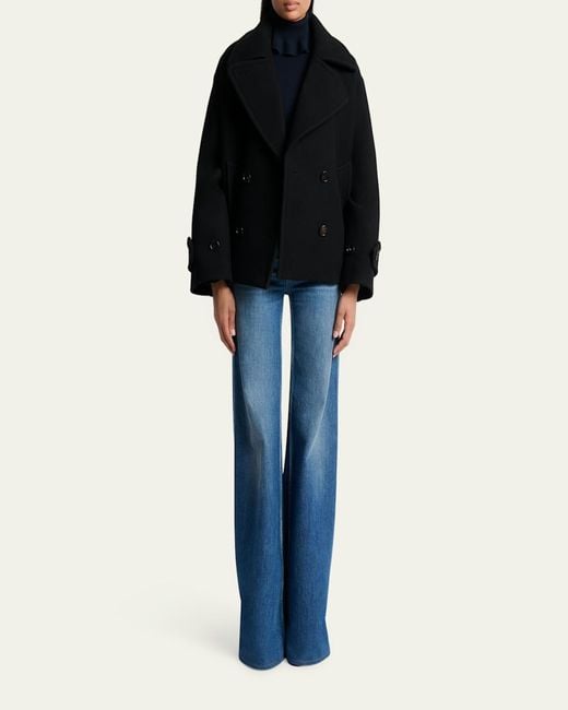Chloé Black Double-Breasted Wool Peacoat