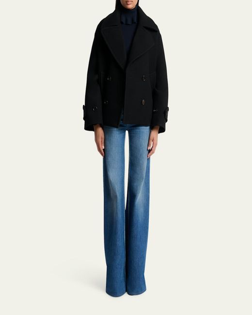 Chloé Black Double-Breasted Wool Peacoat