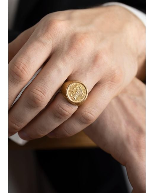 Jorge Adeler Natural 18k Yellow Gold 1878 2.5 Dollar Coin Ring for men