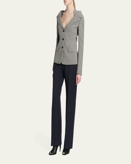 McQueen Gray Gingham Off-The-Shoulder Single-Breasted Jacket