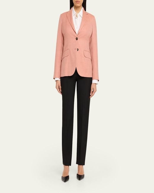 Kiton Pink Wool-Blend Single-Breasted Blazer Jacket