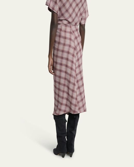 Isabel Marant Pink Nicole Plaid Midi Skirt