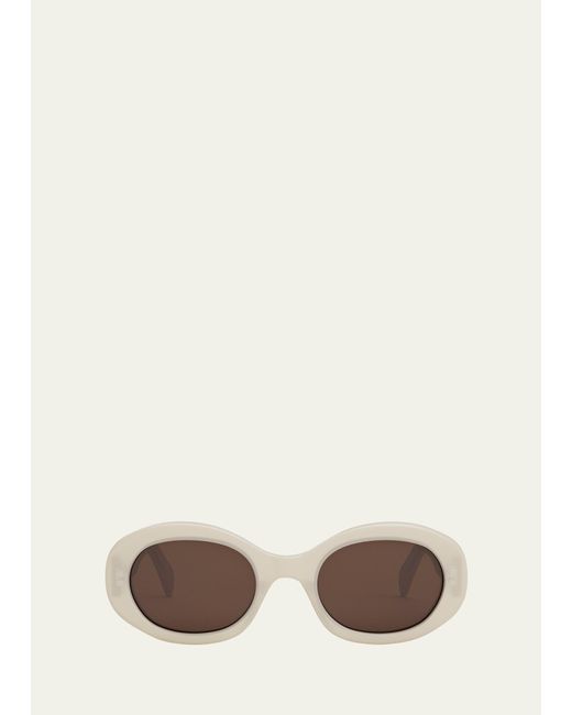 Céline Natural Triomphe Logo Oval Acetate Sunglasses