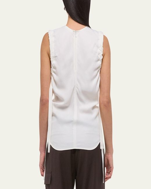 Helmut Lang Natural Ruched Sleeveless Top