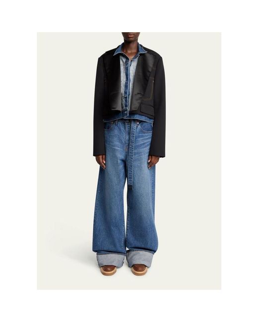 Sacai Blue Layered Wool Denim Jacket
