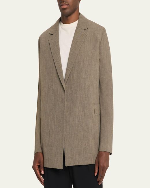 The Row Natural Devlin Wool Concealed-Front Blazer