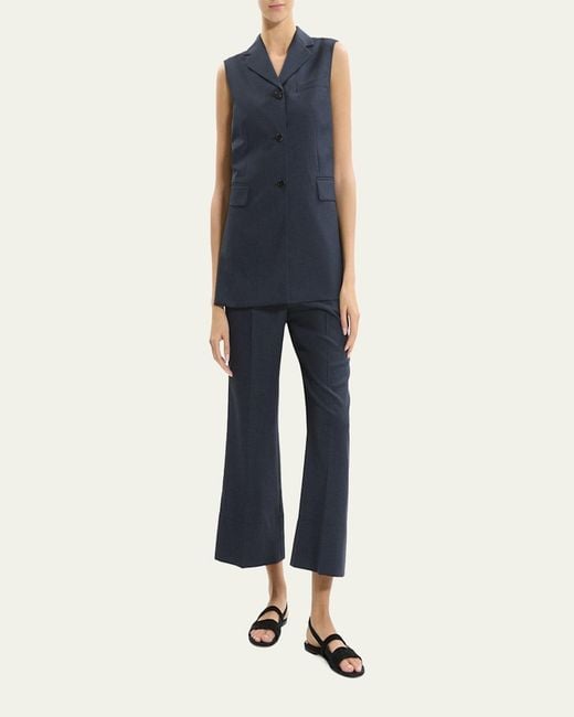 Theory Blue Three-Button Slash Vest