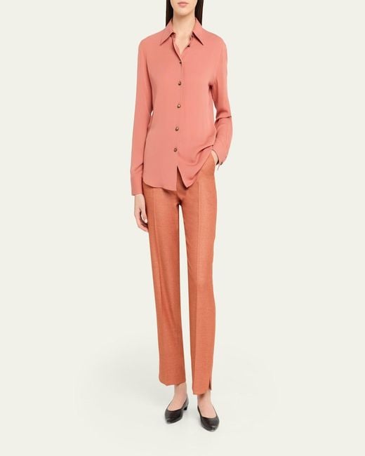 Giorgio Armani Pink Silk Slim Button-Down Blouse