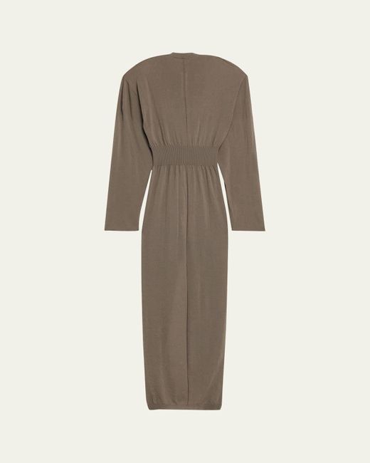 Rick Owens Natural Hooded Draped Maxi Sweater Dress