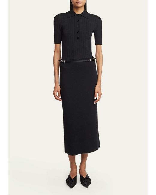 Givenchy Black Long Voyou Belt Polo Dress
