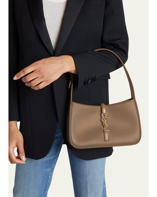 Saint Laurent Natural Le 5 A 7 Ysl Shoulder Bag In Smooth Leather